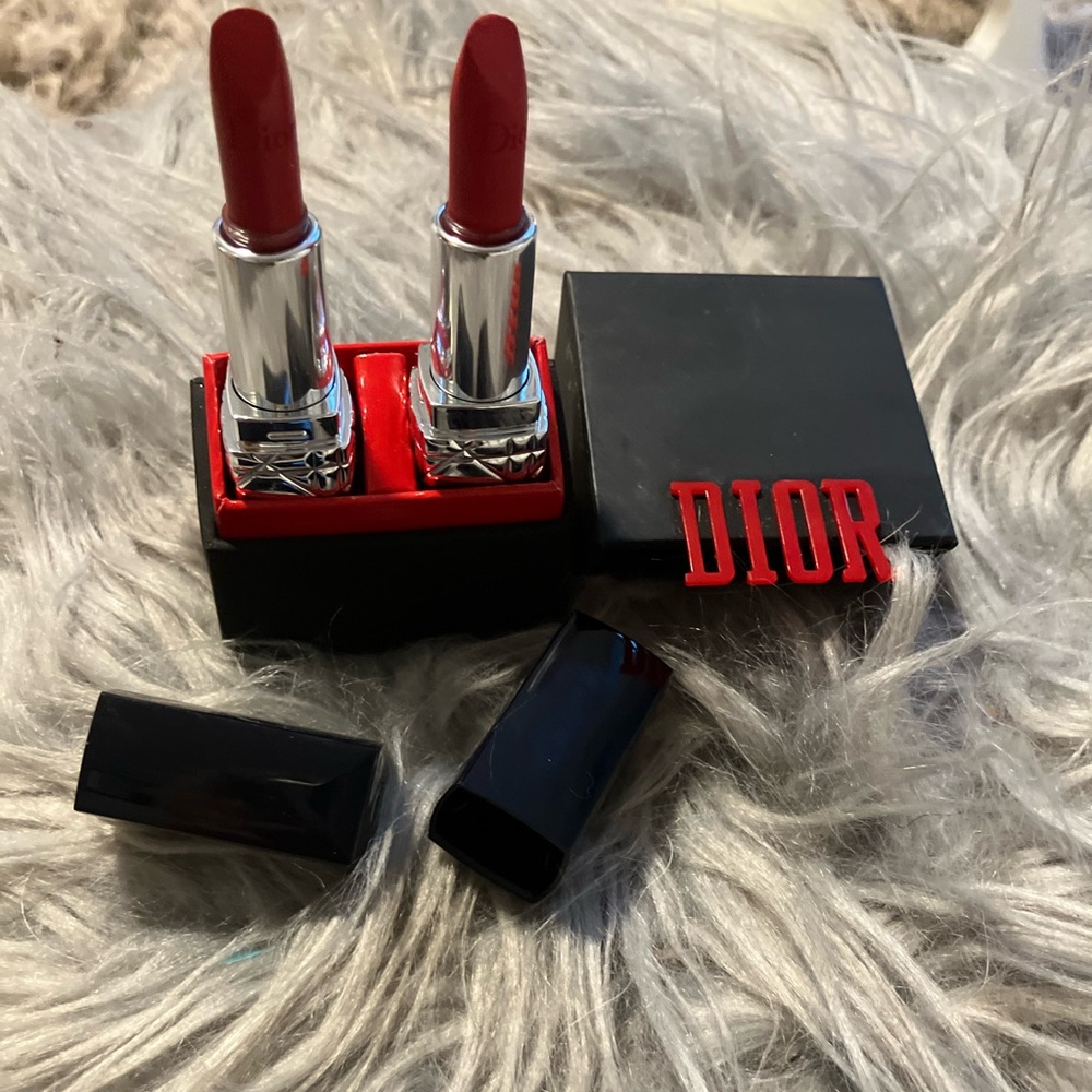 Dior Red Lipstick Duo in a stylish black lipstick holder.NEW and Unused. Carolyn
